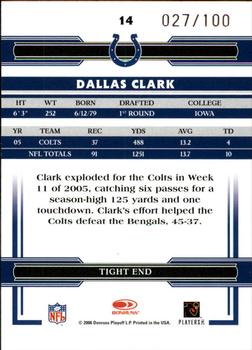 2006 Donruss Threads - Silver Holofoil #14 Dallas Clark Back