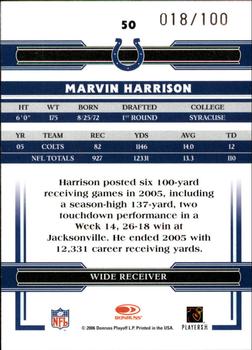 2006 Donruss Threads - Silver Holofoil #50 Marvin Harrison Back