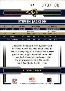 2006 Donruss Threads - Silver Holofoil #87 Steven Jackson Back