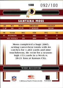 2006 Donruss Threads - Silver Holofoil #100 Santana Moss Back