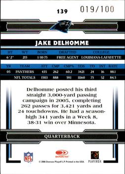 2006 Donruss Threads - Silver Holofoil #139 Jake Delhomme Back