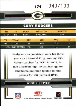 2006 Donruss Threads - Silver Holofoil #174 Cory Rodgers Back
