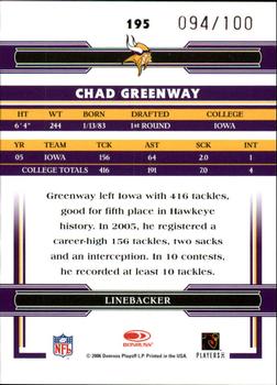 2006 Donruss Threads - Silver Holofoil #195 Chad Greenway Back