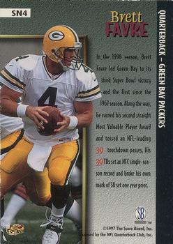 1997 Score Board Playbook By The Numbers - Standout Numbers #SN4 Brett Favre Back