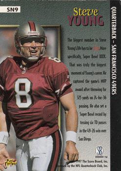 1997 Score Board Playbook By The Numbers - Standout Numbers #SN9 Steve Young Back