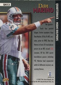 1997 Score Board Playbook By The Numbers - Standout Numbers #SN13 Dan Marino Back