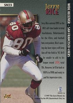 1997 Score Board Playbook By The Numbers - Standout Numbers #SN23 Jerry Rice Back