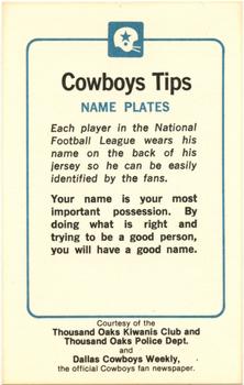 1981 Dallas Cowboys Police - Thousand Oaks Kiwanis Club and Thousand Oaks Police Dept. #NNO John Dutton Back