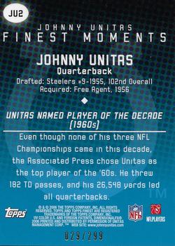 2006 Finest - Johnny Unitas Finest - Moments Blue Refractors #JU2 Johnny Unitas Back