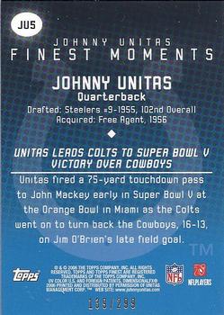 2006 Finest - Johnny Unitas Finest - Moments Blue Refractors #JU5 Johnny Unitas Back