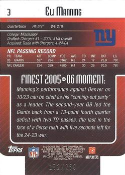 2006 Finest - Xfractors #3 Eli Manning Back