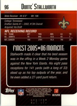 2006 Finest - Xfractors #96 Donte Stallworth Back
