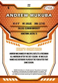 2024 SAGE HIT - Blue #22 Andrew Mukuba Back