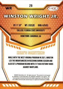 2024 SAGE HIT - Blue #29 Winston Wright Jr. Back