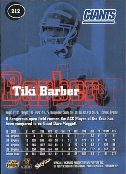 1997 SkyBox Premium #212 Tiki Barber Back