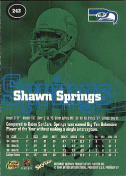 1997 SkyBox Premium #243 Shawn Springs Back
