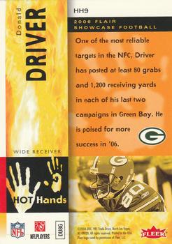 2006 Flair Showcase - Hot Hands #HH9 Donald Driver Back