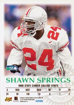 1997 SkyBox Premium - Autographics #NNO Shawn Springs Back