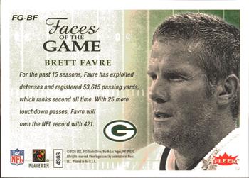 2006 Fleer - Faces of the Game #FG-BF Brett Favre Back