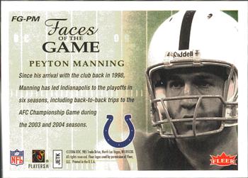 2006 Fleer - Faces of the Game #FG-PM Peyton Manning Back