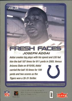 2006 Fleer - Fresh Faces #FR-JA Joseph Addai Back