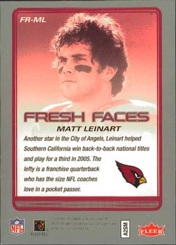 2006 Fleer - Fresh Faces #FR-ML Matt Leinart Back