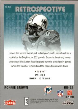 2006 Fleer Hot Prospects - Retrospective #RE-RB Ronnie Brown  Back