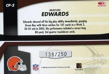 2006 Leaf Certified Materials - Certified Potential Red #CP-3 Braylon Edwards Back
