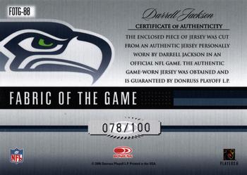 2006 Leaf Certified Materials - Fabric of the Game #FOTG-88 Darrell Jackson Back