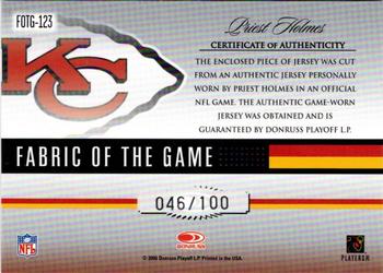 2006 Leaf Certified Materials - Fabric of the Game #FOTG-123 Priest Holmes Back