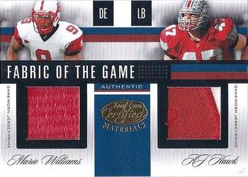 2006 Leaf Certified Materials - Fabric of the Game College Combos Prime #FOTG-5 Mario Williams / A.J. Hawk Front