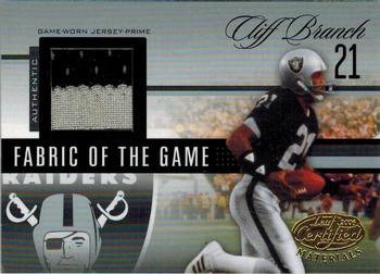 2006 Leaf Certified Materials - Fabric of the Game Prime #FOTG-7 Cliff Branch Front