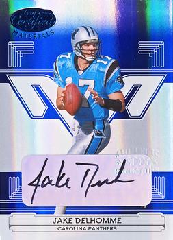 2006 Leaf Certified Materials - Mirror Blue Signatures #21 Jake Delhomme Front