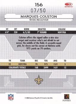 2006 Leaf Certified Materials - Mirror Blue Signatures #156 Marques Colston Back