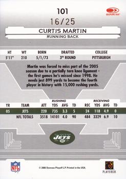 2006 Leaf Certified Materials - Mirror Gold #101 Curtis Martin Back