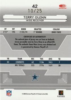 2006 Leaf Certified Materials - Mirror Gold Materials #42 Terry Glenn Back