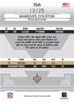 2006 Leaf Certified Materials - Mirror Gold Signatures #156 Marques Colston Back
