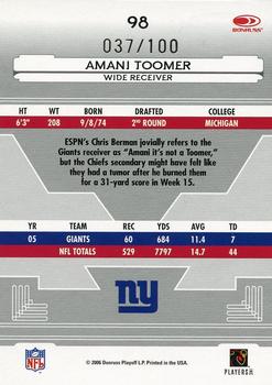 2006 Leaf Certified Materials - Mirror Red #98 Amani Toomer Back