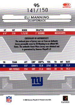2006 Leaf Certified Materials - Mirror Red Materials #95 Eli Manning Back