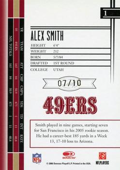 2006 Leaf Limited - Gold Spotlight #1 Alex Smith Back