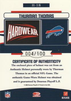 2006 Leaf Limited - Hardwear #H-18 Thurman Thomas Back