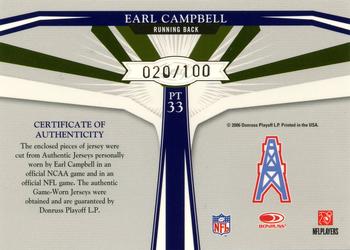 2006 Leaf Limited - Player Threads #PT-33 Earl Campbell Back