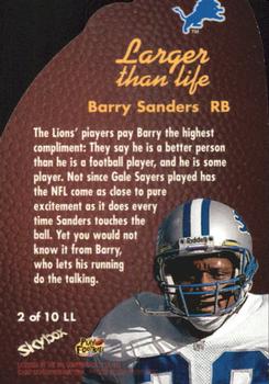 1997 SkyBox Premium - Larger Than Life #2LL Barry Sanders Back