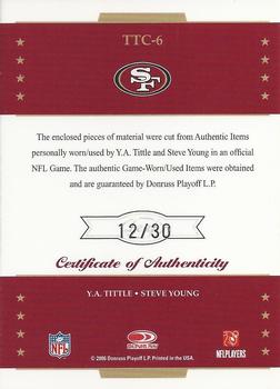 2006 Leaf Limited - Team Threads Dual Prime #TTC-6 Y.A. Tittle / Steve Young Back