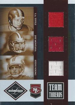 2006 Leaf Limited - Team Threads Triples #TTT-3 Y.A. Tittle / Joe Montana / Steve Young Front