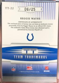 2006 Leaf Limited - Team Trademarks Autograph Materials #TT-22 Reggie Wayne Back