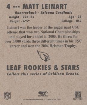 2006 Leaf Rookies & Stars - 1948 Leaf Blue #4 Matt Leinart Back