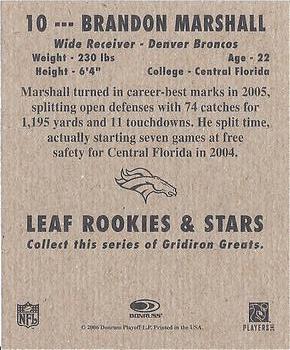 2006 Leaf Rookies & Stars - 1948 Leaf Blue #10 Brandon Marshall Back