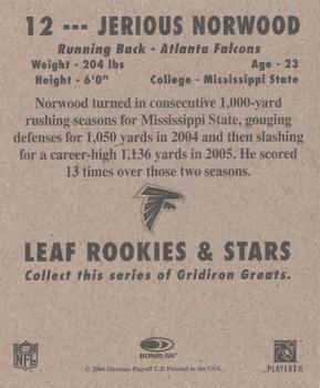 2006 Leaf Rookies & Stars - 1948 Leaf Blue #12 Jerious Norwood Back