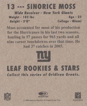 2006 Leaf Rookies & Stars - 1948 Leaf Blue #13 Sinorice Moss Back